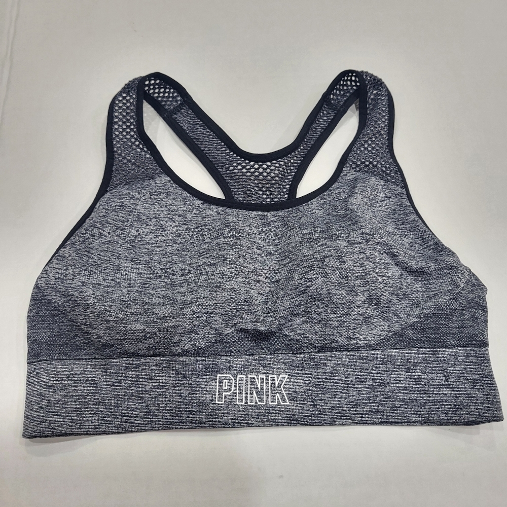 PINK Victoria's Secret Size M Seamless Lightly Lined Charcoal Sports Bra